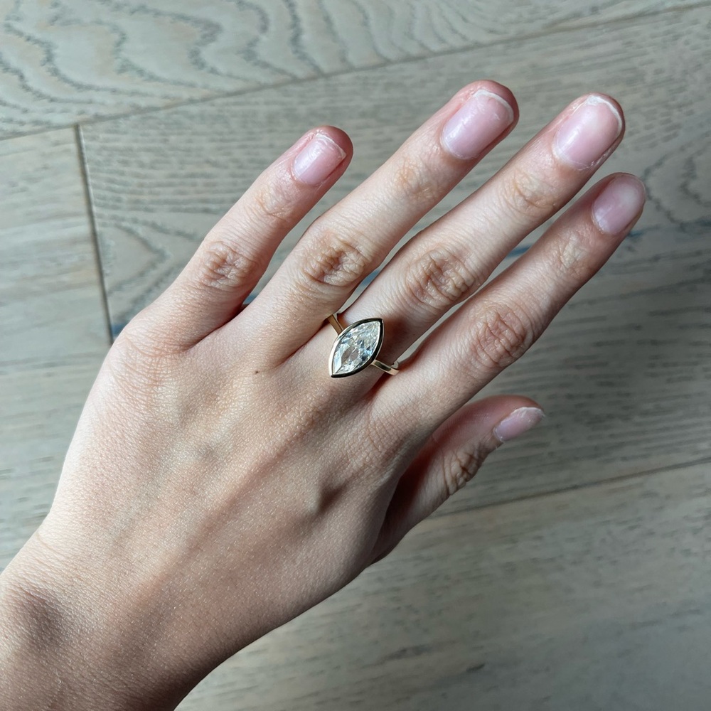 Gold Bezel Marquise Ring
